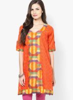 Plume Orange Printed Kurta