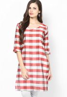 Plume Red Checked Kurta