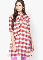 Plume Red Checked Kurta