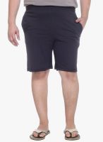 Pluss Navy Blue Solid Shorts