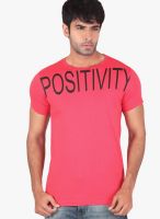 Radbone Pink Printed Round Neck T-Shirts