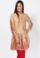 Rain & Rainbow Cream Printed Kurtis