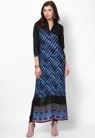 Raindrops Blue Chikankari Lehriya Print Cambric Kurta