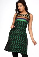 Raindrops Green Printed Kurtis