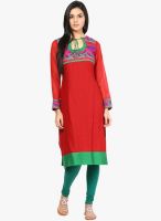 Raindrops Maroon Self Design Cotton Blend Kurta