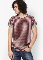 Ringspun Red Striped Round Neck T-Shirts