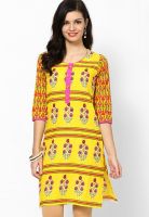 Sangria Yellow Printed Kurtas