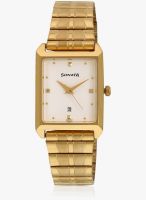 Sonata 7007Ym01 Golden/White Analog Watch