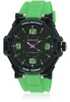 Sonata 77029Pp02J Green/Black Analog Watch