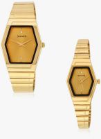 Sonata Nf70838074ym02 Golden/Golden Analog Watch