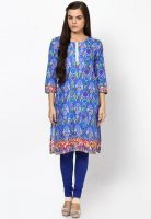 Span Blue Printed Kurta