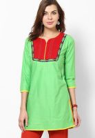 Span Green Solid Kurtis