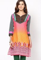 Span Pink Printed Kurtis