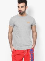 Superdry Grey Solid Round Neck T-Shirts