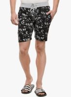 Tab91 Black Printed Shorts