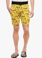 Tab91 Yellow Printed Shorts