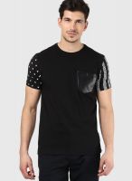 Tiktauli De Corps. Black Printed Round Neck T-Shirts