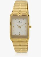 Titan 9151Ym01 Golden/White Analog Watch