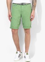 Tom Tailor Green Solid Shorts