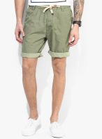 Tom Tailor Green Solid Shorts