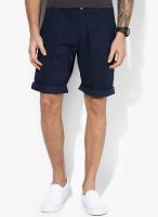 Tom Tailor Navy Blue Solid Shorts