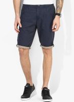 Tom Tailor Navy Blue Solid Shorts