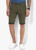 Tom Tailor Olive Solid Shorts