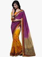 Triveni Sarees Yellow Border Work Festive Saree