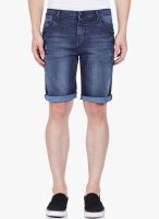 Vintage Navy Blue Solid Shorts