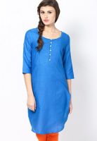 W Blue Solid Kurtis