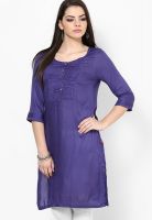 W Blue Solid Kurtis