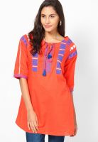 W Orange Solid Blouse