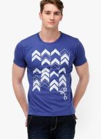 Yepme Blue Printed Round Neck T-Shirts