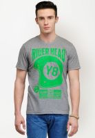 Yepme Grey Printed Round Neck T-Shirts