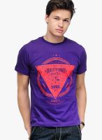 Yepme Purple Printed Round Neck T-Shirts