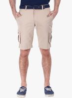 Zobello Beige Solid Shorts