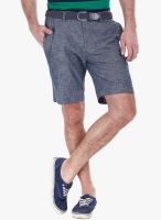 Zobello Blue Solid Shorts