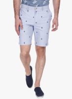 Zobello Light Blue Printed Shorts