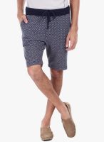 Zobello Navy Blue Printed Shorts