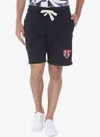 Zobello Navy Blue Solid Shorts