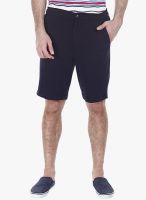 Zobello Navy Blue Solid Shorts