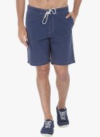 Zobello Navy Blue Solid Shorts