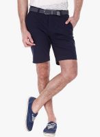 Zobello Navy Blue Solid Shorts