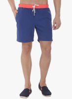Zobello Navy Blue Solid Shorts