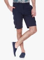 Zobello Navy Blue Solid Shorts
