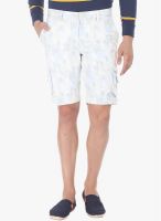 Zobello Off White Printed Shorts