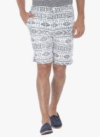 Zobello Off White Printed Shorts