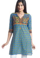 @499 Blue Printed Kurtis