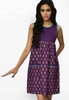 9rasa Purple Colored Printed Shift Dress