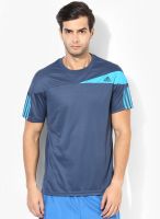 Adidas Blue Solid Round Neck T-Shirts